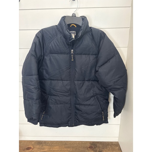 Vintage GAP‎ Kids Puffer Jacket Navy Blue Zip Front Full Zip Hooded Boy Girl XL